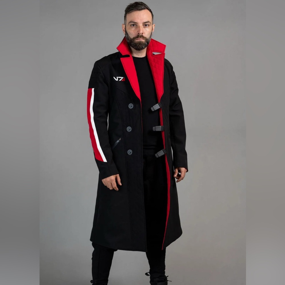 New Men's Mass Effect N7 Trench Coat x Volante Waterproof Jacket Coat